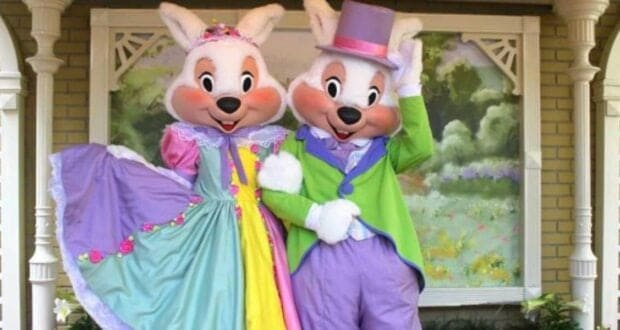 The Easter Bunny and Mrs Bunny at Magic Kingdom Park.