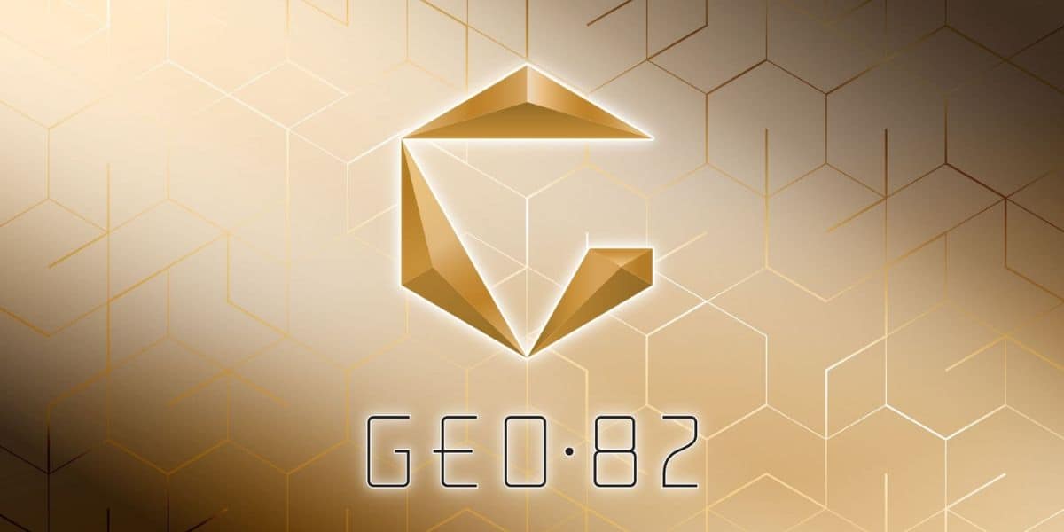 Gold geometric logo reading GEO-82