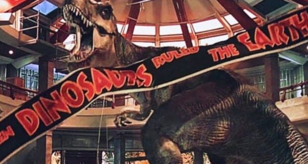 The T-Rex roaring in 'Jurassic Park'