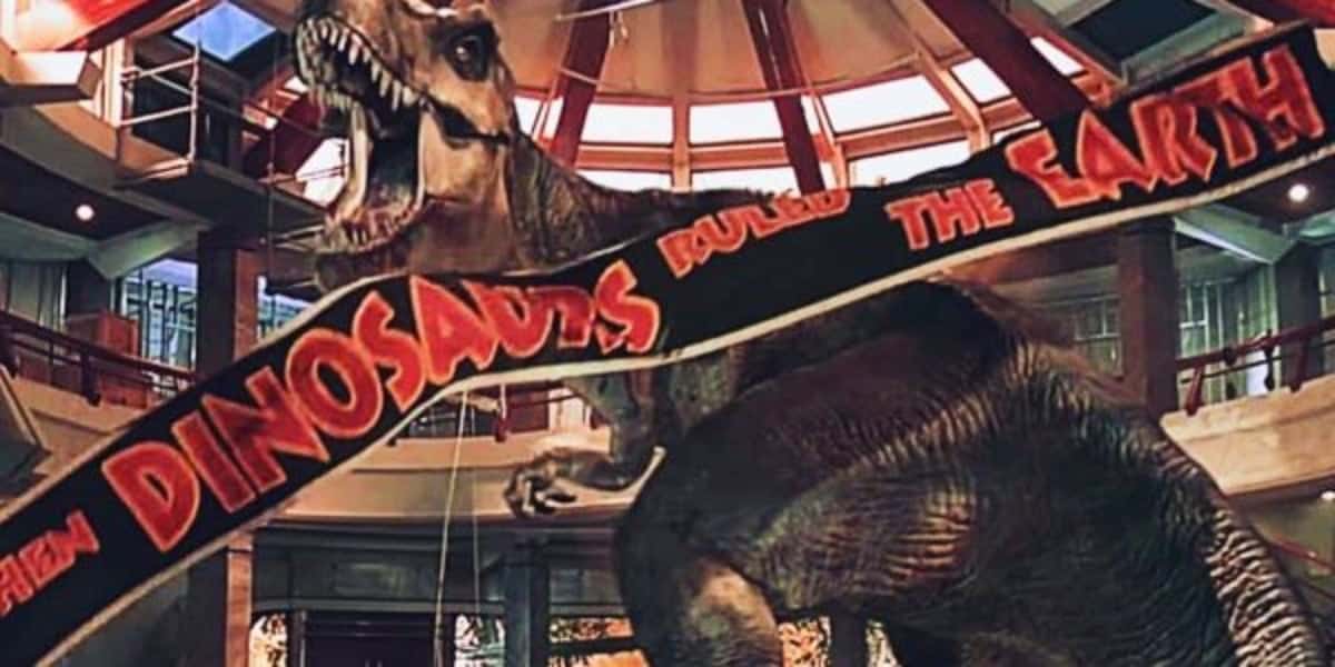 The T-Rex roaring in 'Jurassic Park'