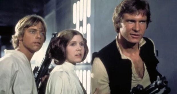 L to R: Luke, Leia, and Han in 'Star Wars'