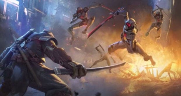 Michelangelo fighting the Synjabots in 'TMNT: The Last Ronin' game trailer
