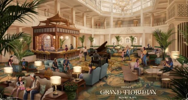 Concept art for the new lobby and bar area at Disney's Grand Floridian Resort & Spa.