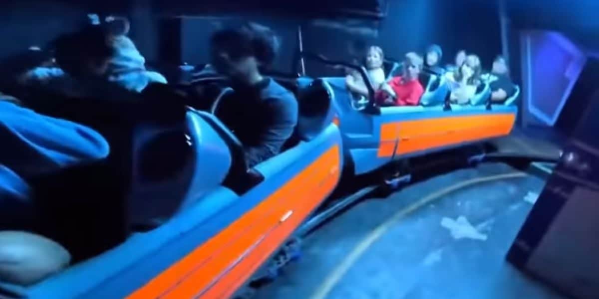People stuck on a broken Space Mountain at Disneyland