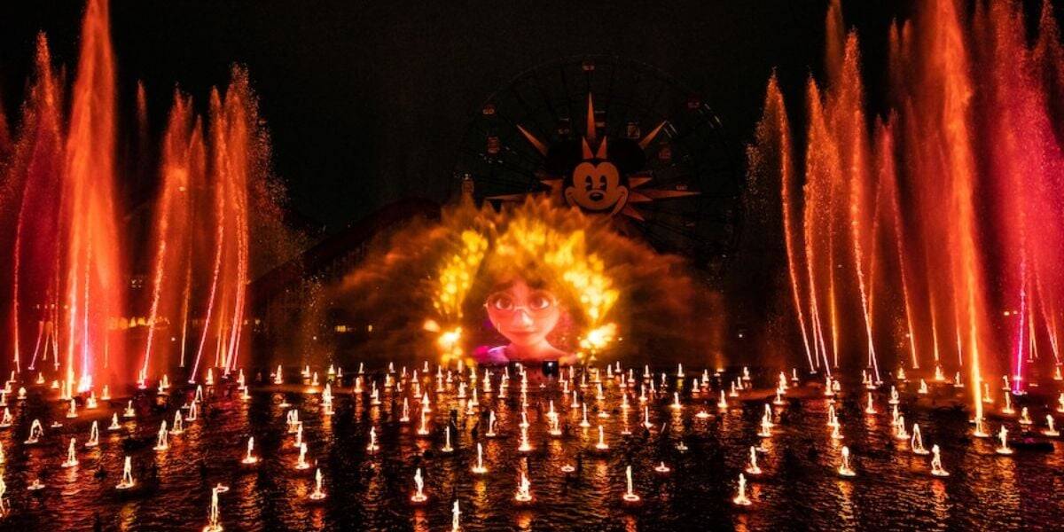 Fountains and projections mid-show at Disney California Adventure Park's World of Color