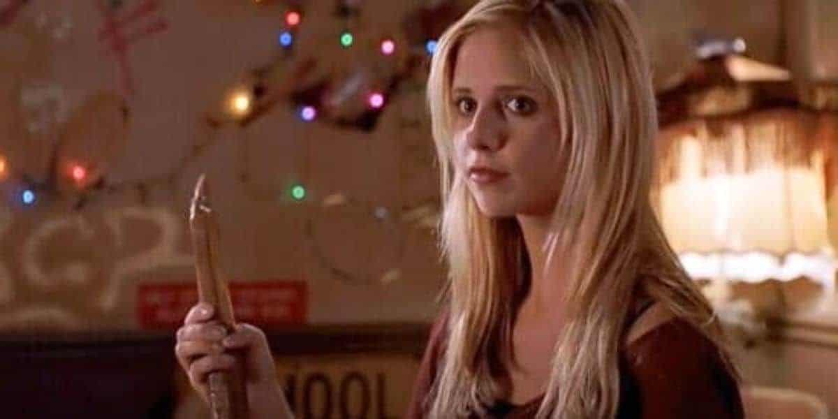 Buffy holding a stake in the 'Buffy the Vampire Slayer' intro