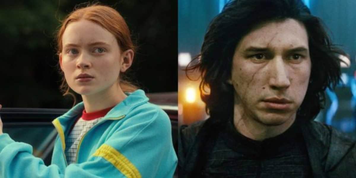 Sadie Sink as Max Mayfield (L) and Adam Driver as Kylo Ren (R)