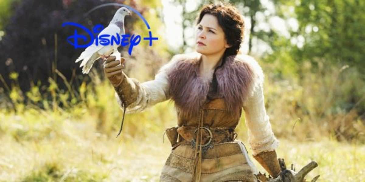 Snow White (Ginnifer Goodwin) with the Disney+ logo
