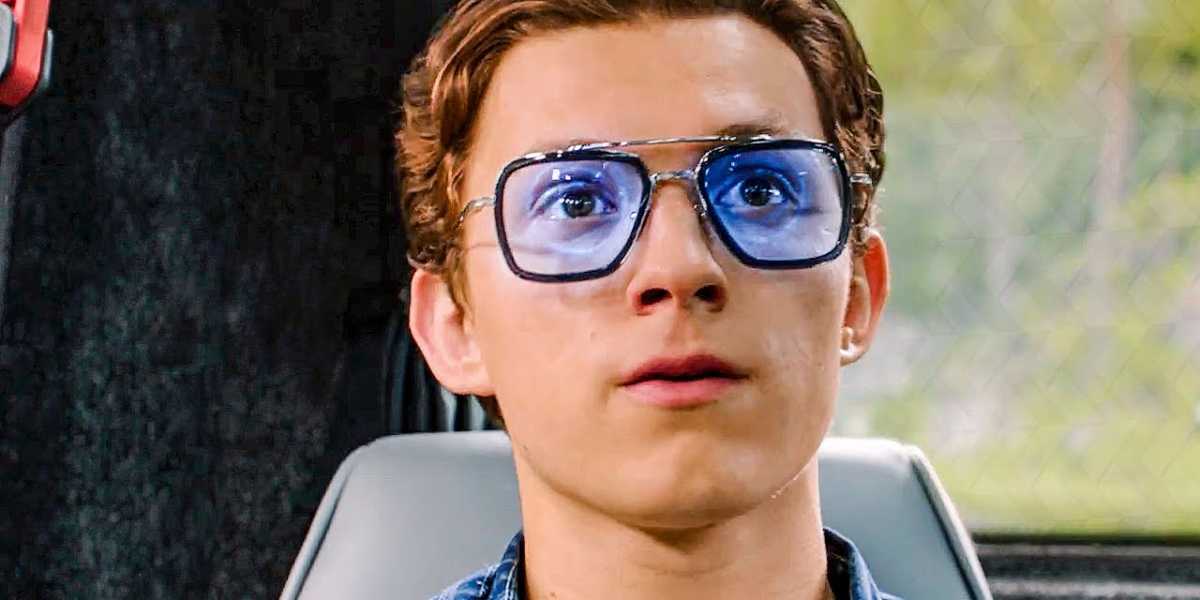 Tom Holland as Peter Parker wearing the E.D.I.T.H. glasses