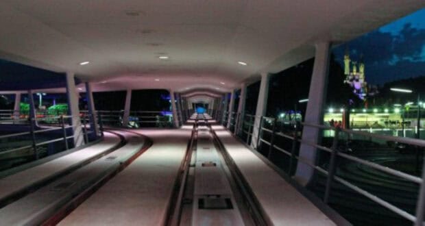 View of the PeopleMover track at Magic Kingdom.