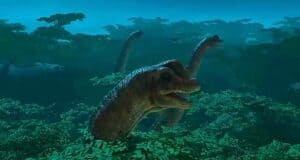 Brachiosaurs in the jungle in "Jurassic Park: Survival"