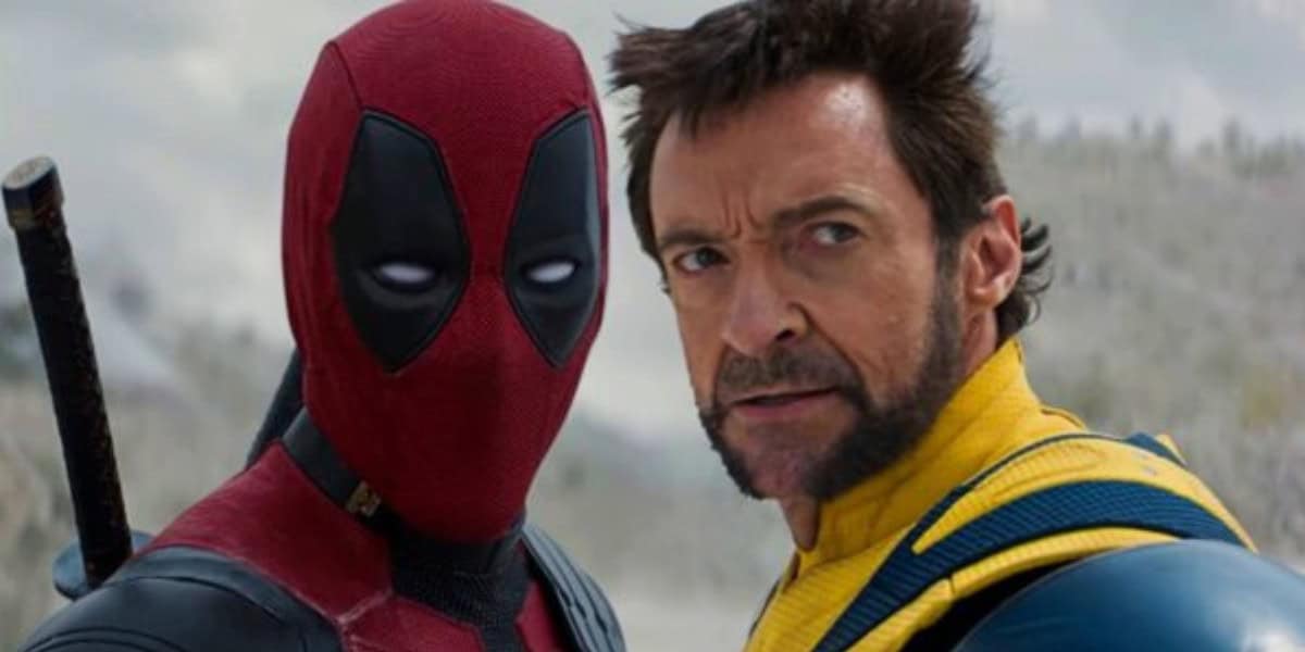Deadpool (Ryan Reynolds) and Wolverine (Hugh Jackman) standing together.