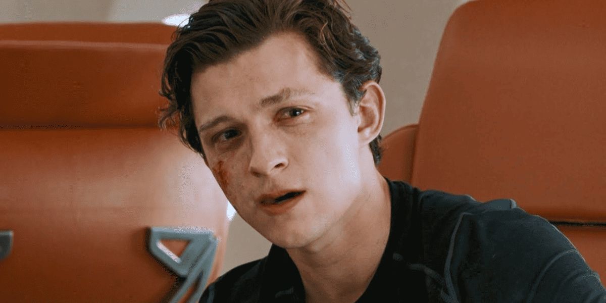 Tom Holland as Peter Parker crying