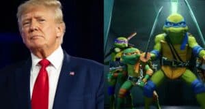Donald Trump joins the Teenage Mutant Ninja Turtles, all ready for an action-packed R-rated adventure at Universal Studios.