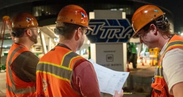 Walt Disney Imagineers on the Test Track construction site.
