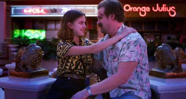 Eleven and Hopper embrace in 'Stranger Things'
