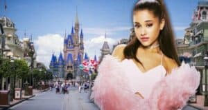 Ariana Grande in front of Cinderella Castle