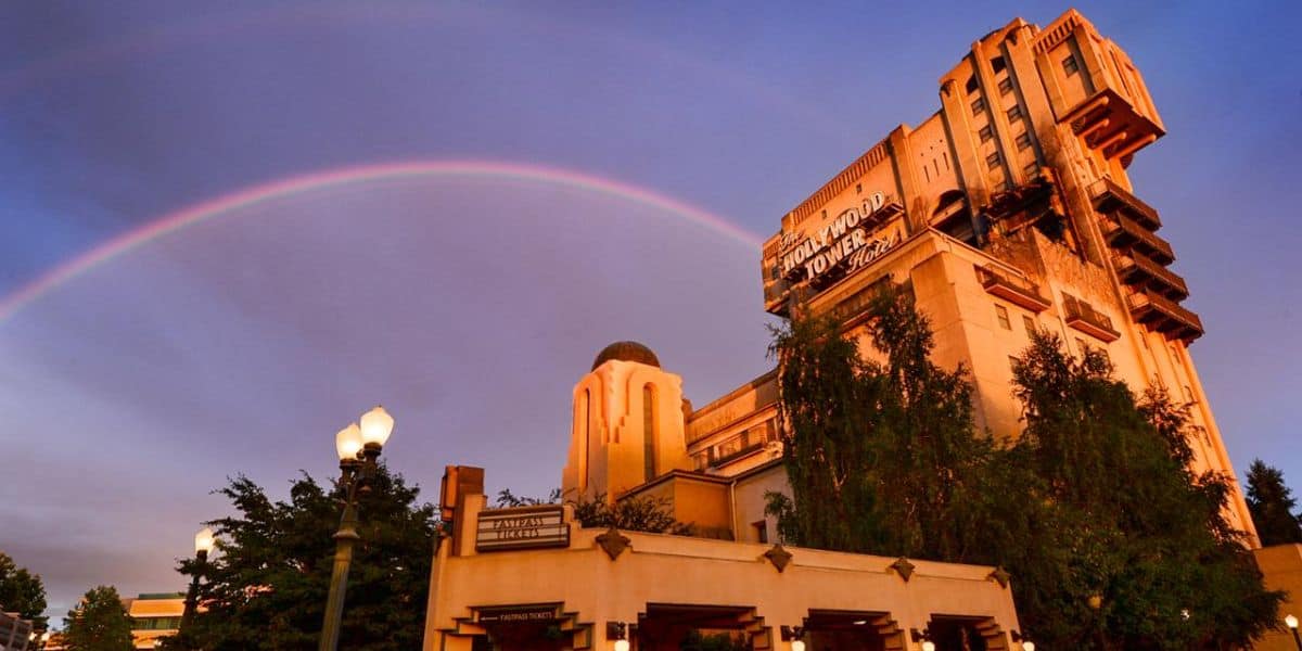 Rainbow over Tower of Terror at Disneyland Paris