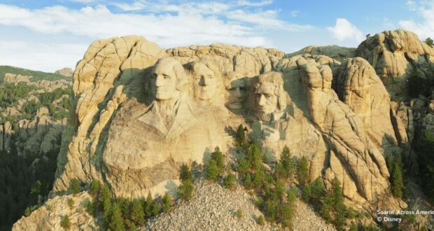 Mount Rushmore featured in Soarin’ Over America’s new anniversary update, prompting park fans to debate its controversial inclusion.