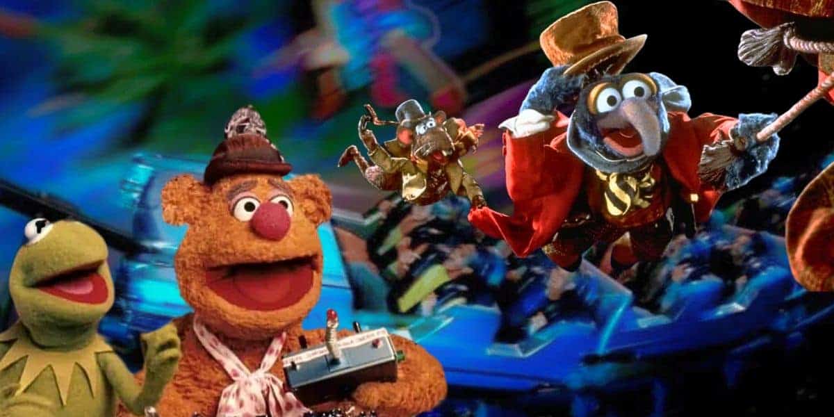 Kermit, Fozzie, Gonzo, and Rizzo the Rat bring The Muppets’ lively antics to a vibrant, theme park-style setting.