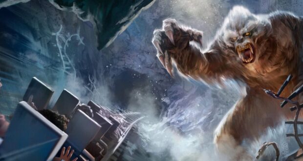 Expedition Everest’s runaway train barrels toward the ferocious yeti, deep within a frostbitten Himalayan cavern—capturing the electrifying spirit of Disney Parks’ latest D23 adventure reveals.