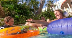 Guests on the lazy river at Cabana Bay