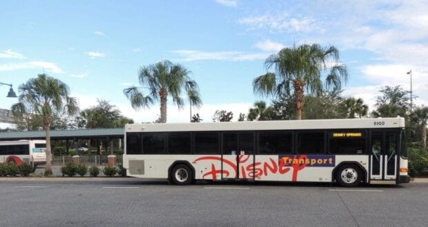 Disney Transport bus at Disney Springs during a Disney World incident.