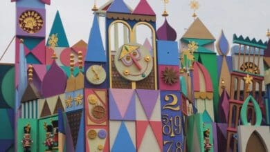 The “it’s a small world” clock tower facade at Disneyland, a destination for a family whose travel insurance claim was denied.