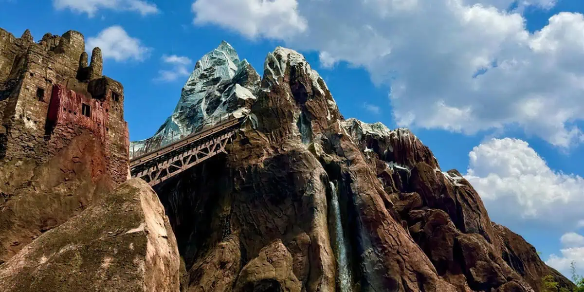 Expedition Everest track winding through the mountain peaks at Disney’s Animal Kingdom.