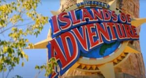 Universal’s Islands of Adventure logo sign at the park entrance.