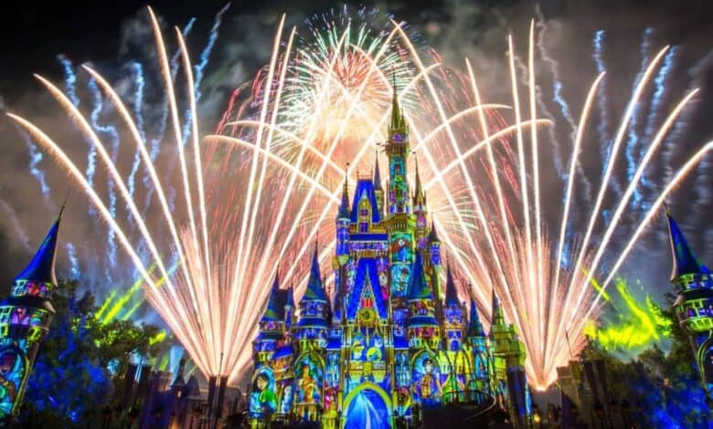 Fireworks light up the sky over Cinderella Castle at Magic Kingdom.