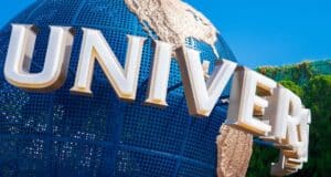 The Universal Studios globe at the park entrance.