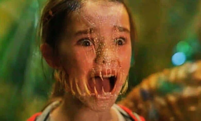 Jurassic World raptor transformation effect on a girl.