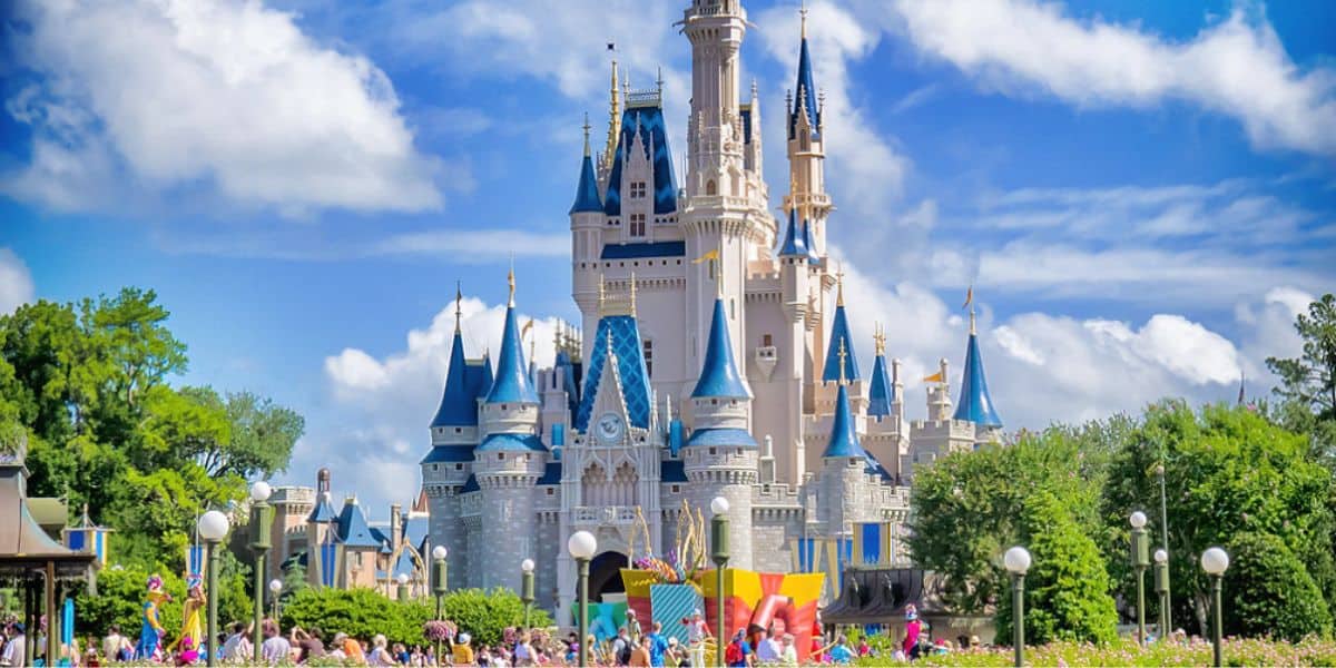 Cinderella Castle at Magic Kingdom during a Walt Disney World closure.
