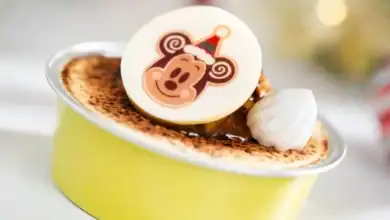 Mickey Mouse holiday-themed dessert at Disney World.