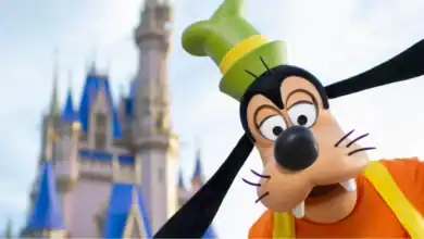 Goofy as a reimagined character in front of Cinderella Castle at Magic Kingdom.