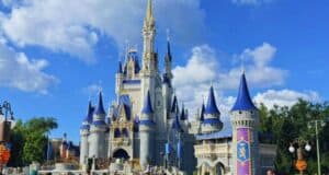 Cinderella Castle at Magic Kingdom decorated for Thanksgiving.