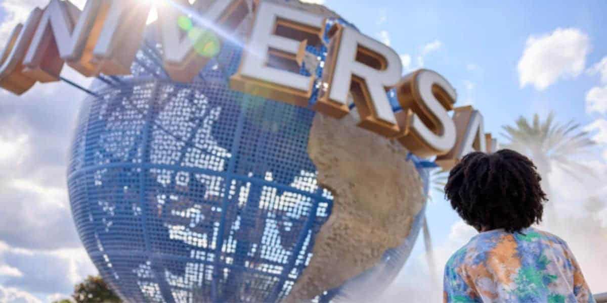 Guest at the Universal Orlando globe.