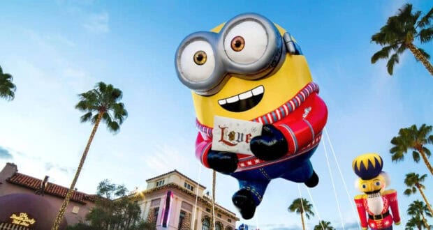 Minion and nutcracker balloons at Universal Studios.