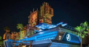 Guardians of the Galaxy – Mission: BREAKOUT! and the Avengers Quinjet at Avengers Campus.