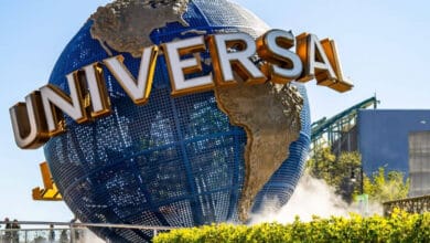 The Universal Studios globe, now synonymous with the park closure.