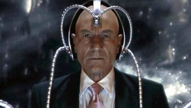 Marvel Legend Professor Charles Xavier wearing his iconic Cerebro helmet.