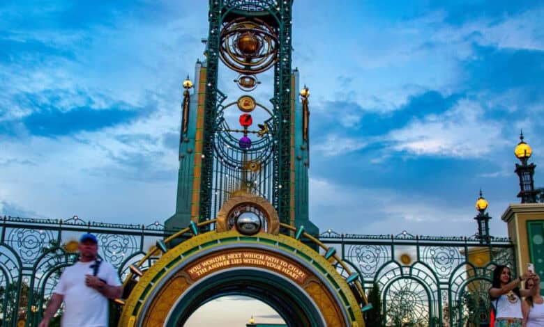The Chronos entrance at Universal Epic Universe’s Celestial Park.