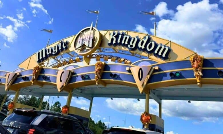 The Magic Kingdom entrance sign at Walt Disney World, home to the original 1971 attractions.