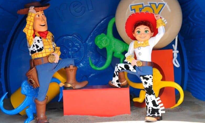 Sheriff Woody and Jessie at Toy Story Land in Disney’s Hollywood Studios.