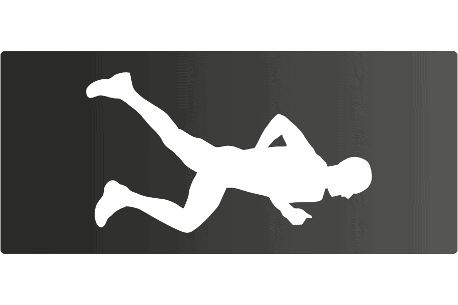 Sidetag Runner - Sort: Dynamisk silhuet af en løber midt i et skridt, der viser atletisk bevægelse og hastighed.