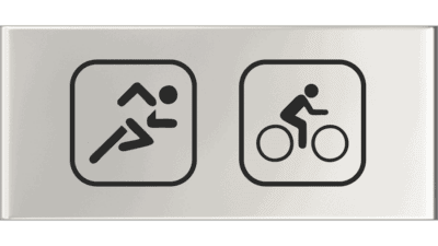 Sidetag 1/2 Marathonløb og cyklingsymboler, gråt design