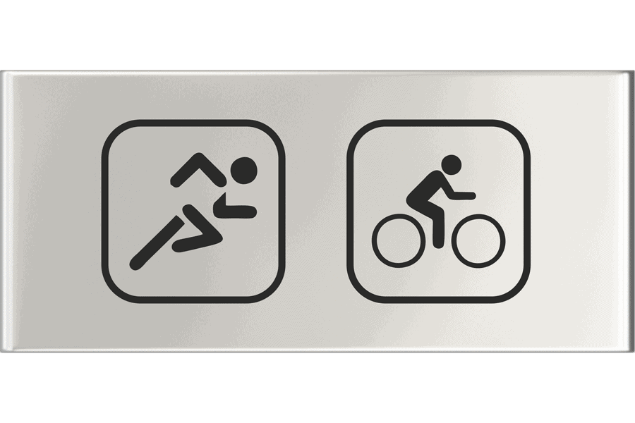 Sidetag 1/2 Marathonløb og cyklingsymboler, gråt design