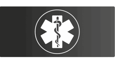 Medicinsk ID-armbånd med sidetag: Livets stjerne-symbol med caduceus til medicinsk alarm.