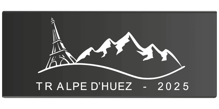 Djuva Sidetag Alpe d'Huez 2025: Mindemærke med Eiffeltårnet og bjerge